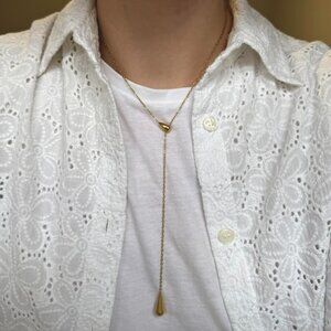 Sku:0250 vintage style gold chain necklace With golden drops stainless steel